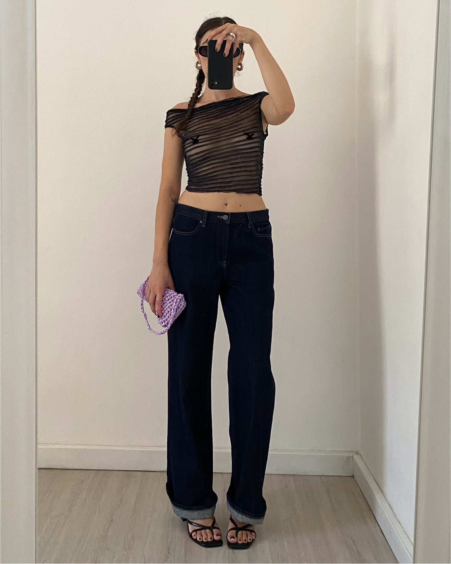 00s sheer top with lurex details