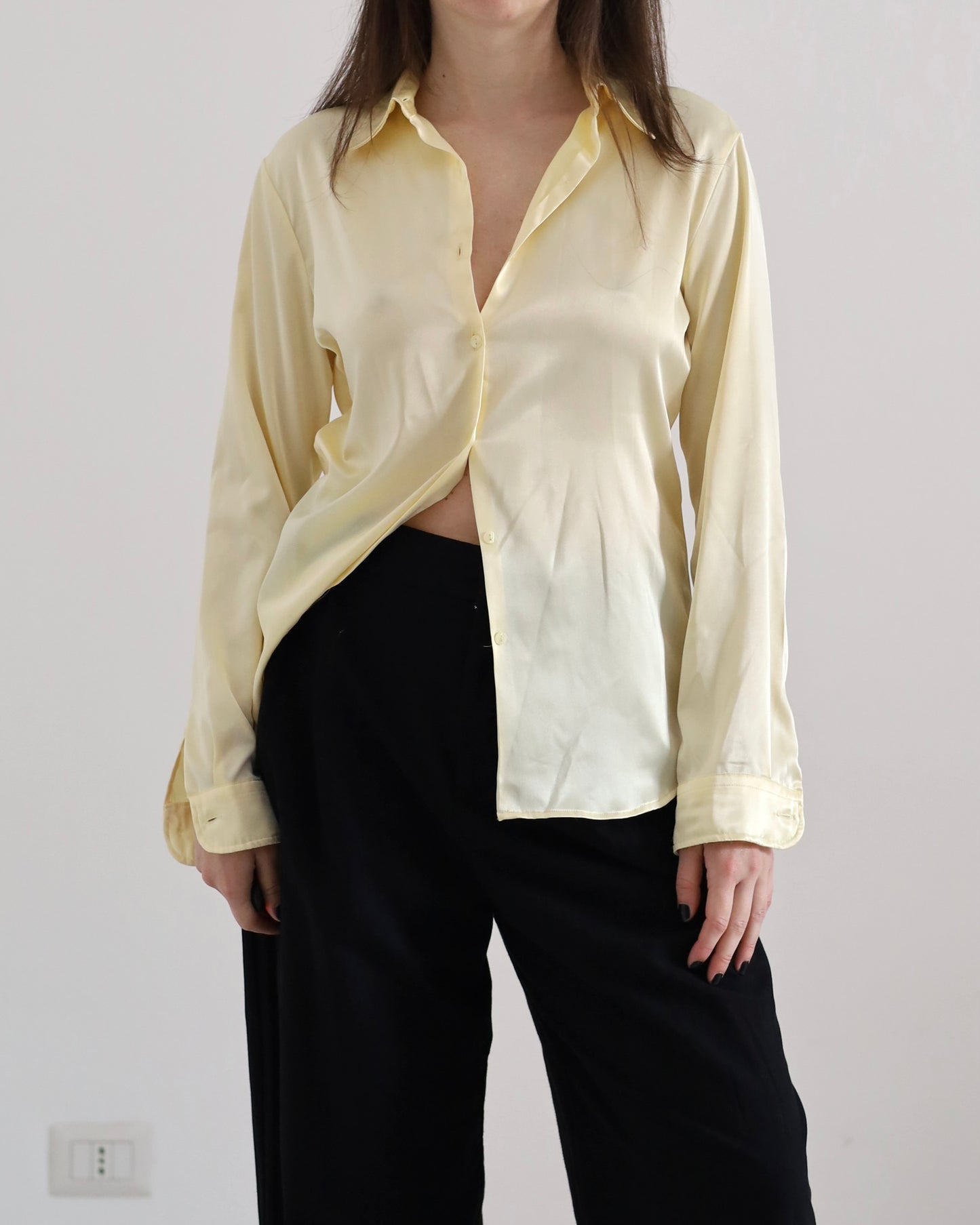 Butter yellow satin shirt