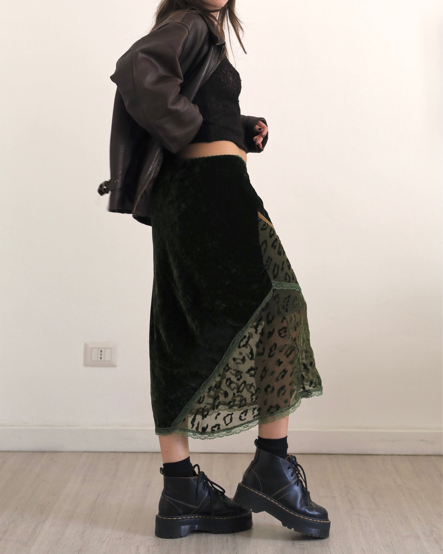 Velvet sheer midi skirt lo