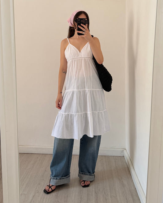 Cotton tiered midi dress