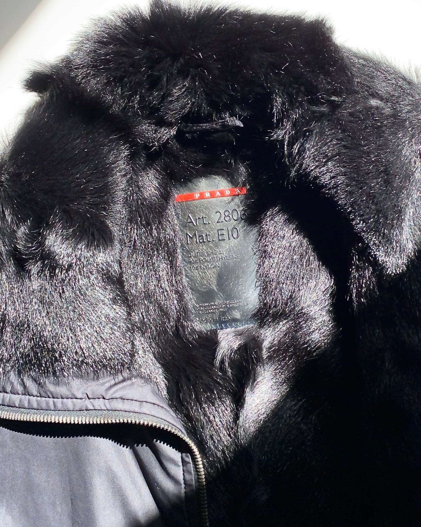 Prada nylon jacket with fur lining