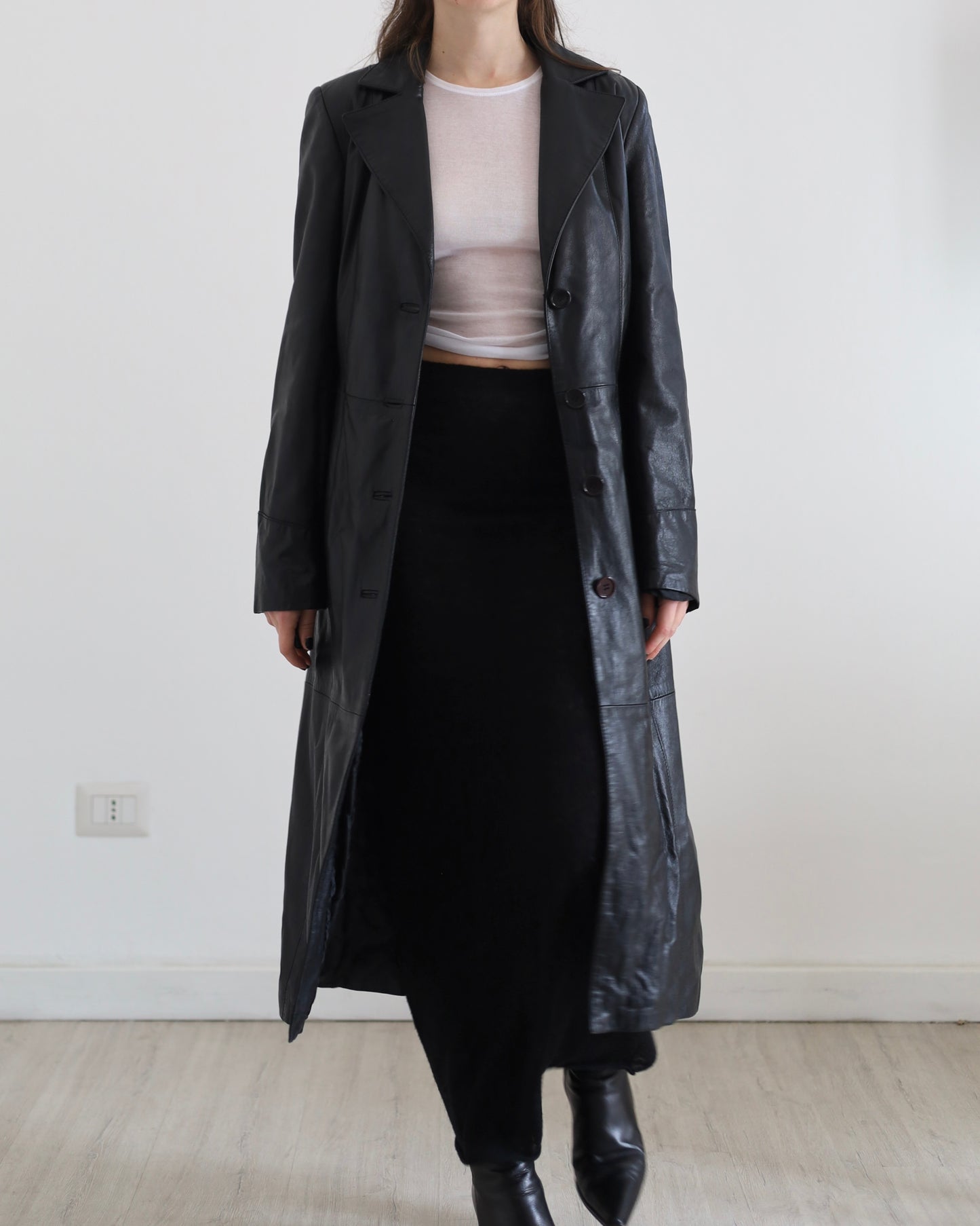 Long leather coat