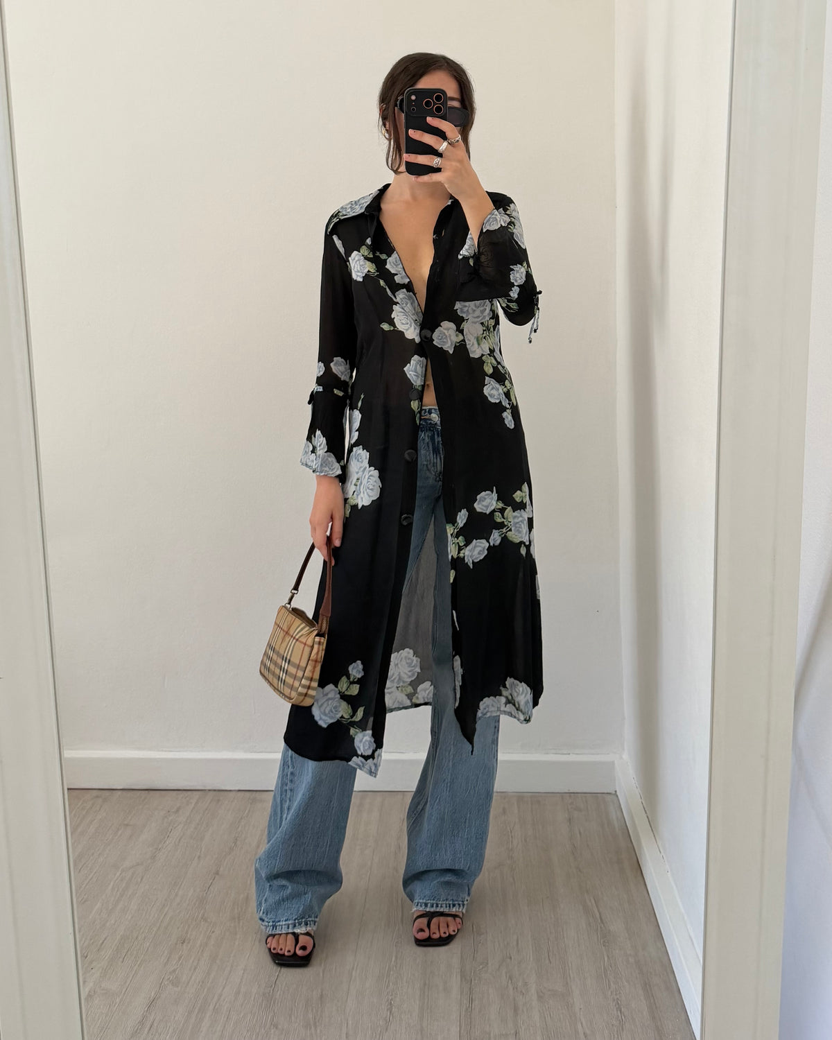 90s sheer cardigan dress