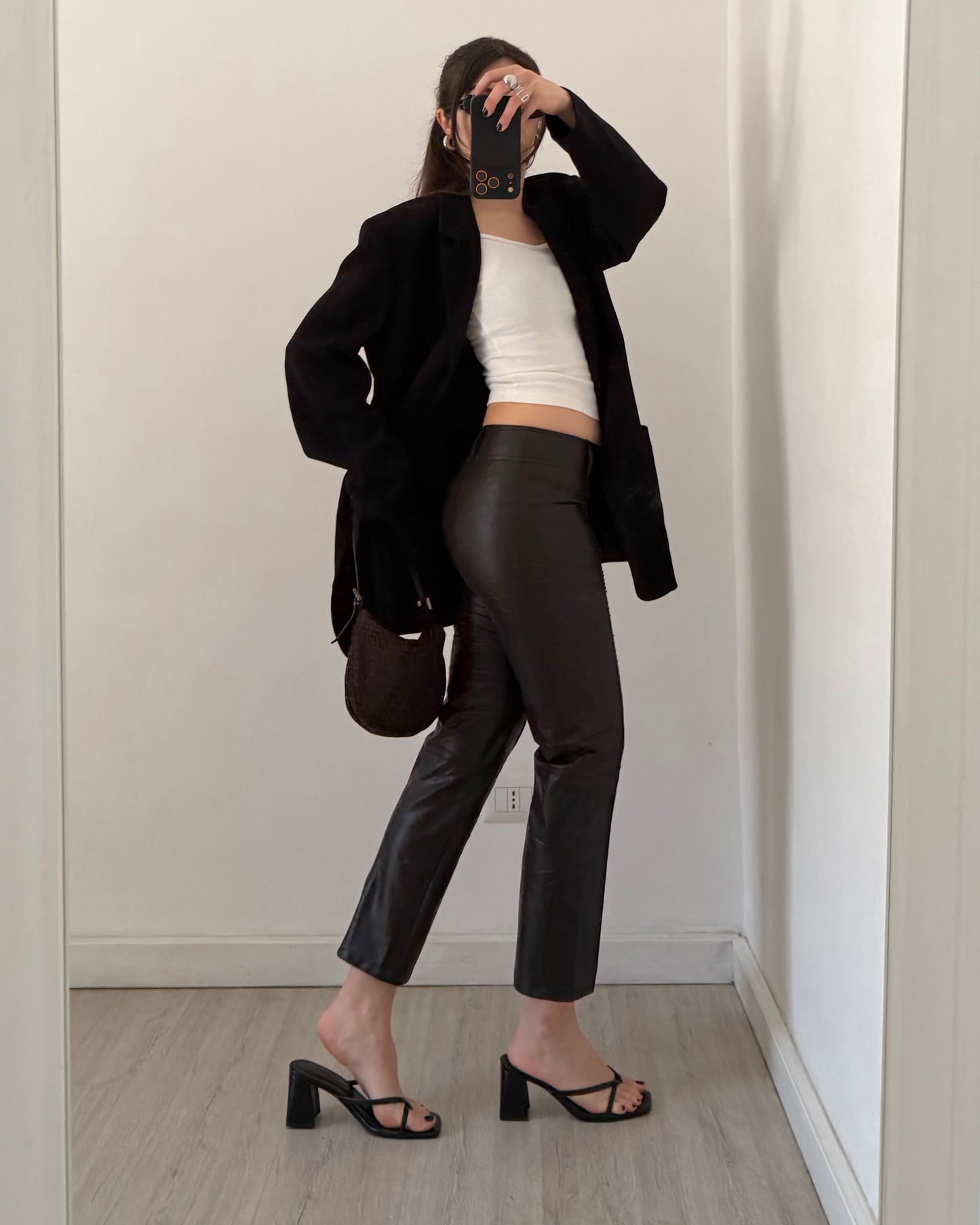 Faux leather brown pants