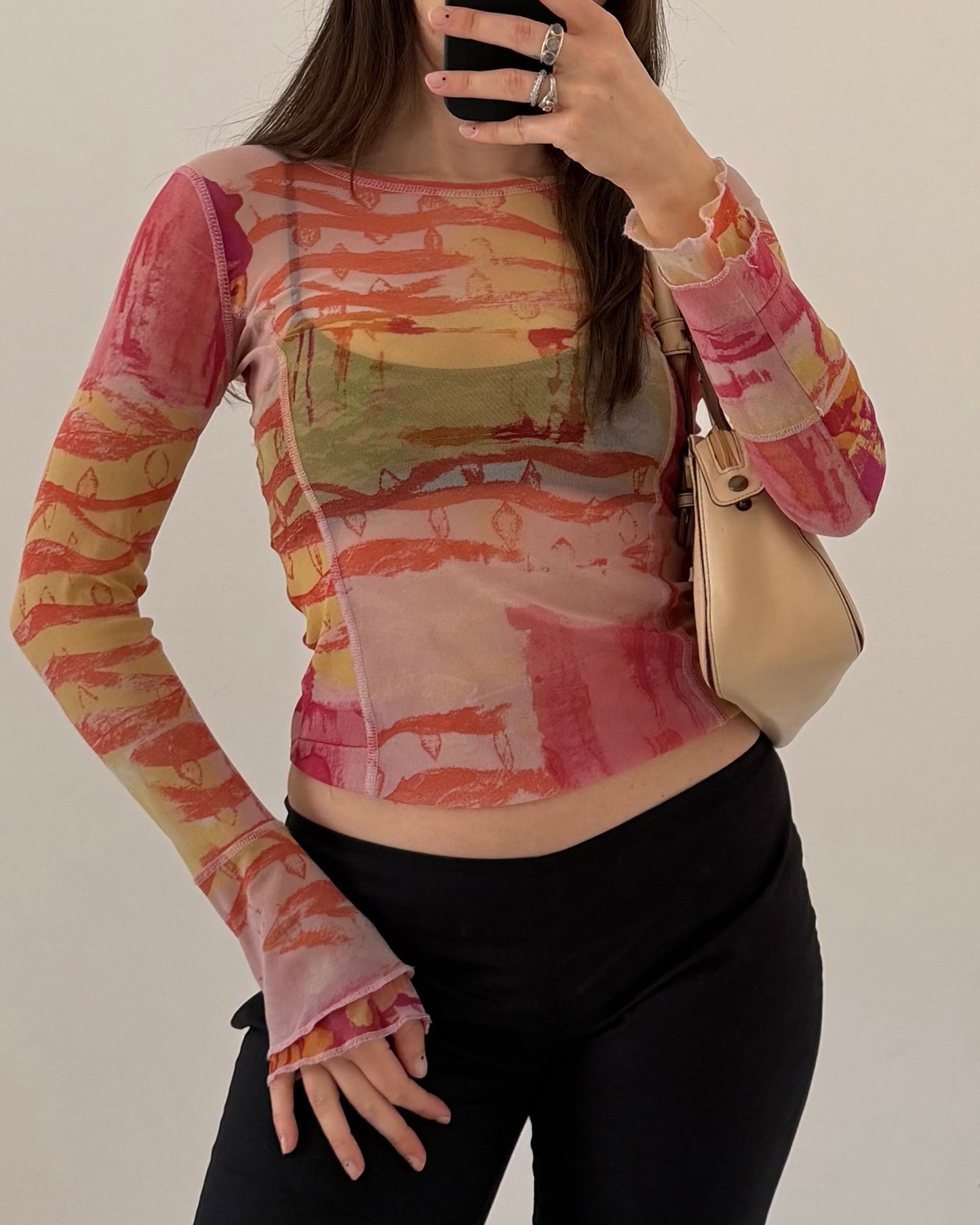 Sheer graphic print top