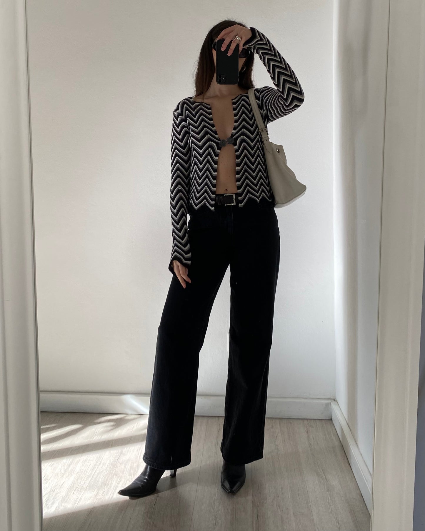 Striped knit cardigan