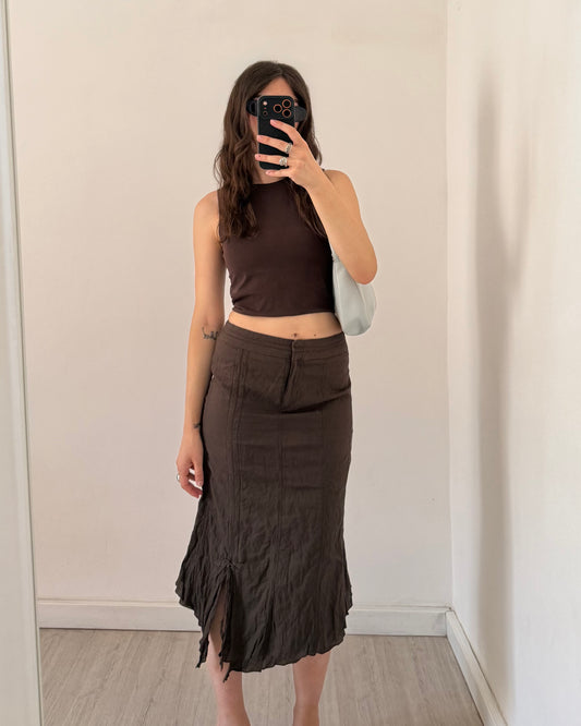 Crinkled midi skirt