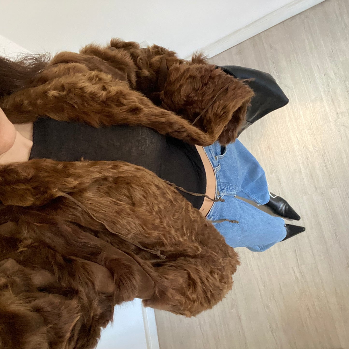 Leather jacket with fur