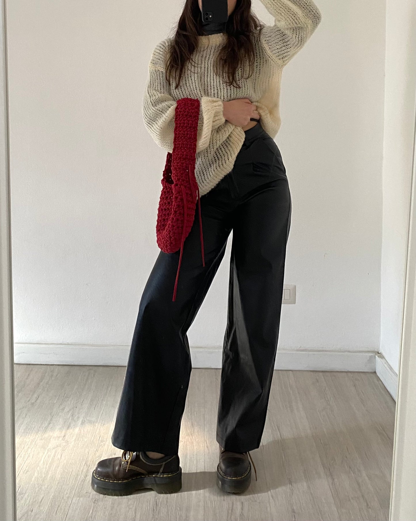 Faux leather trousers