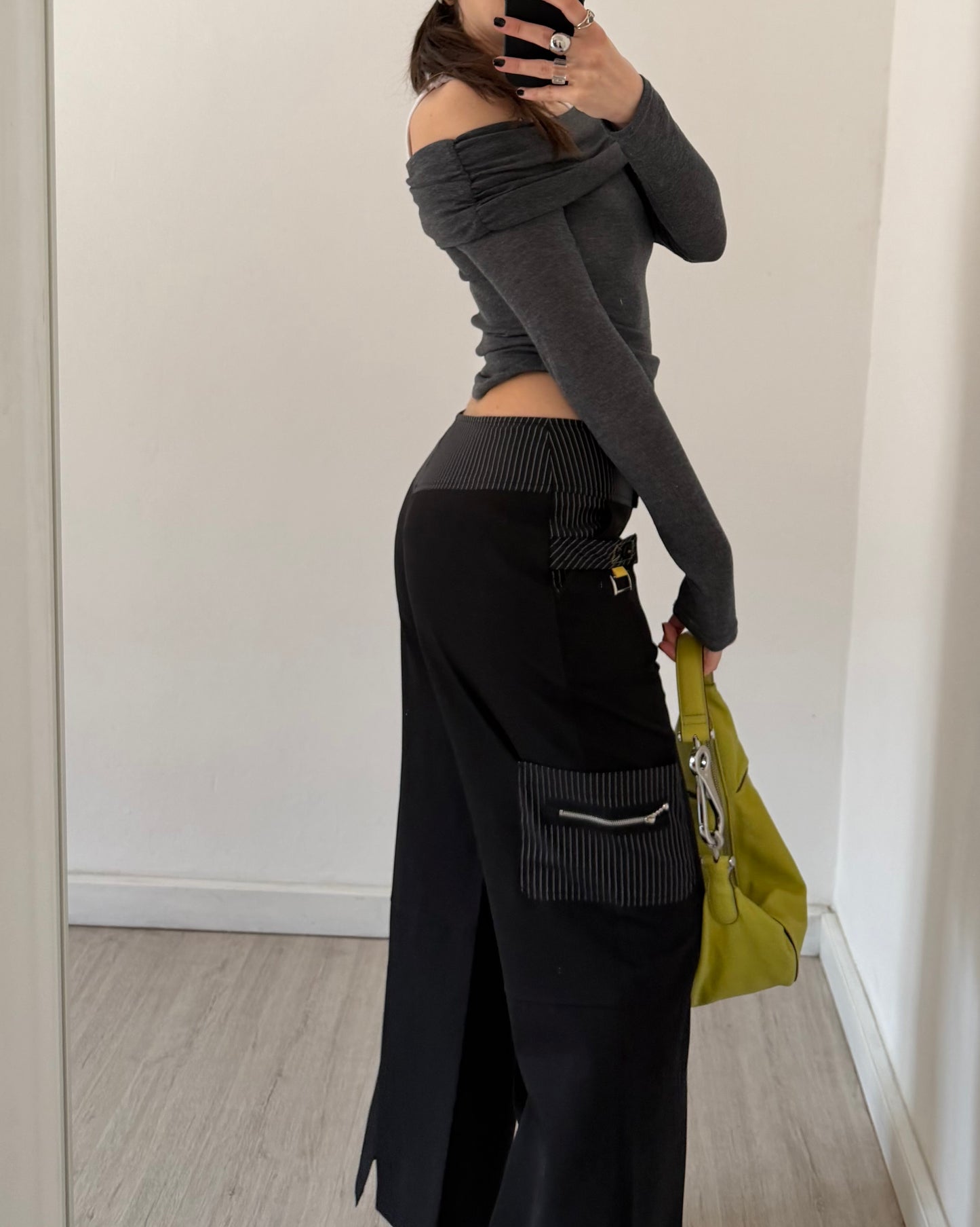 00s wide leg pinstripe trousers