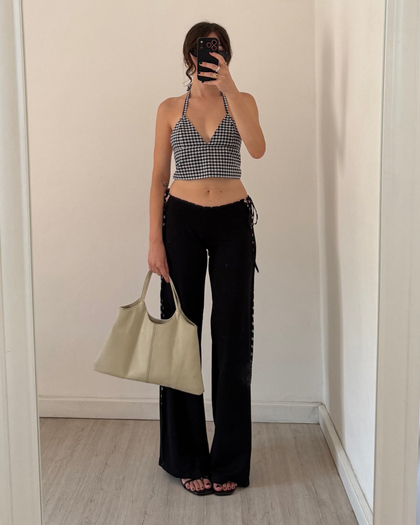 Gingham plunge top