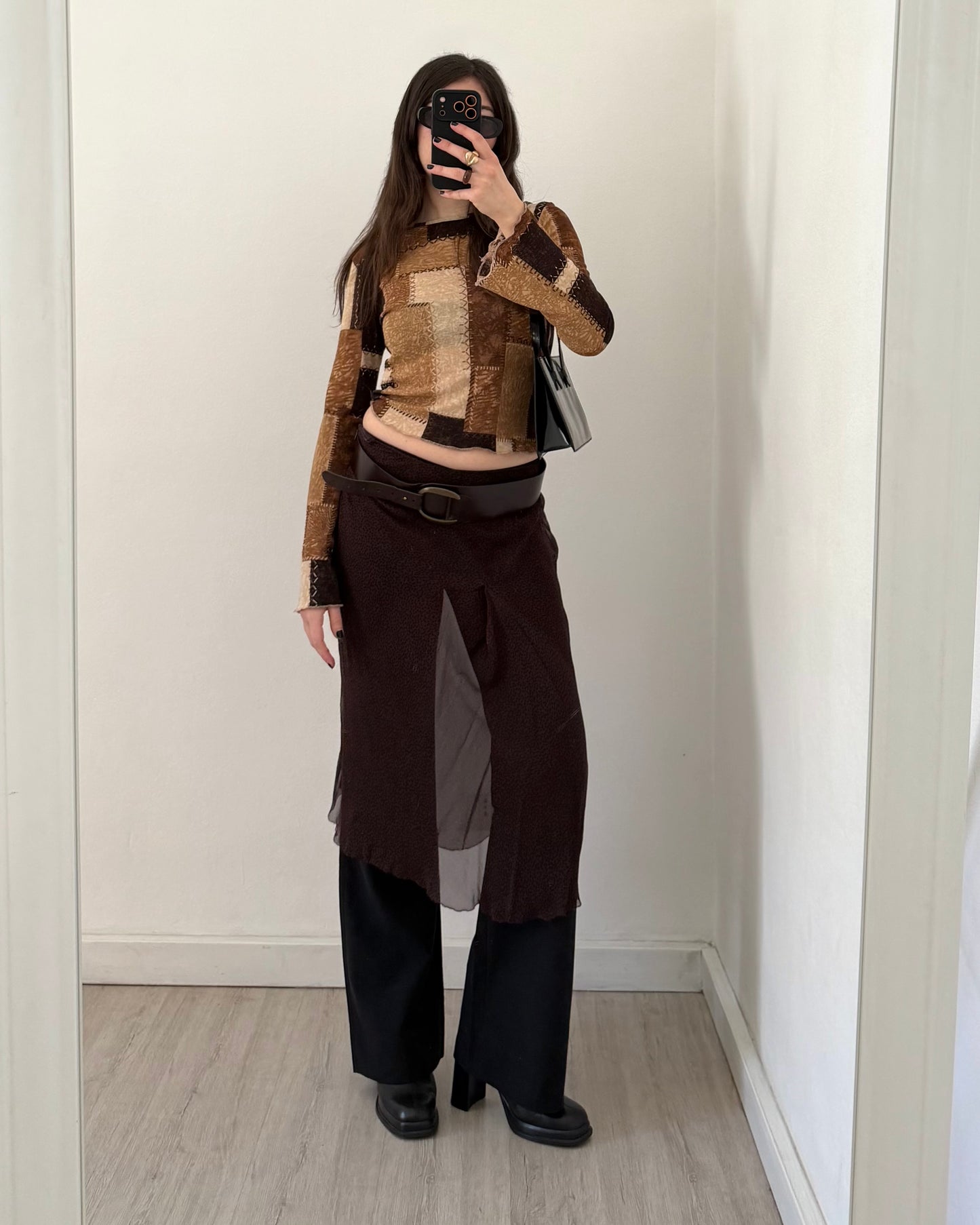 Patchwork micro mesh top