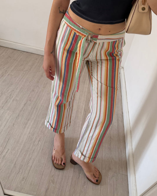 Linen mix striped trousers