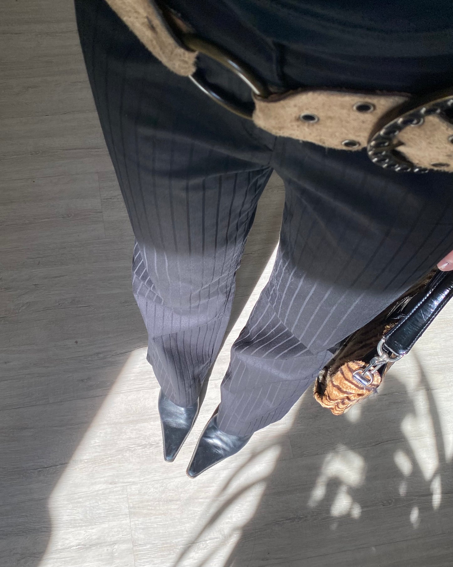 Black striped trousers