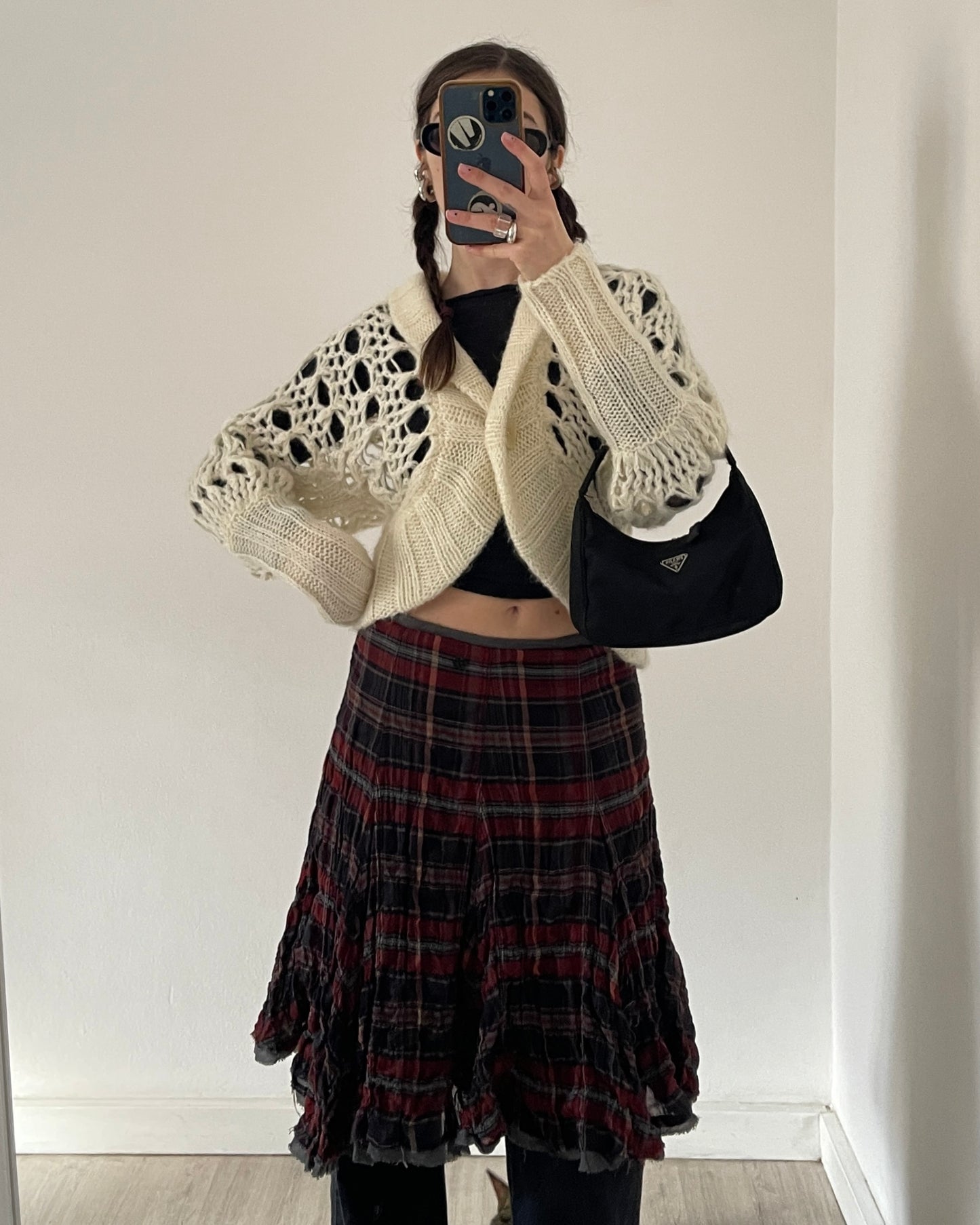 Openwork chunky wool cardigan