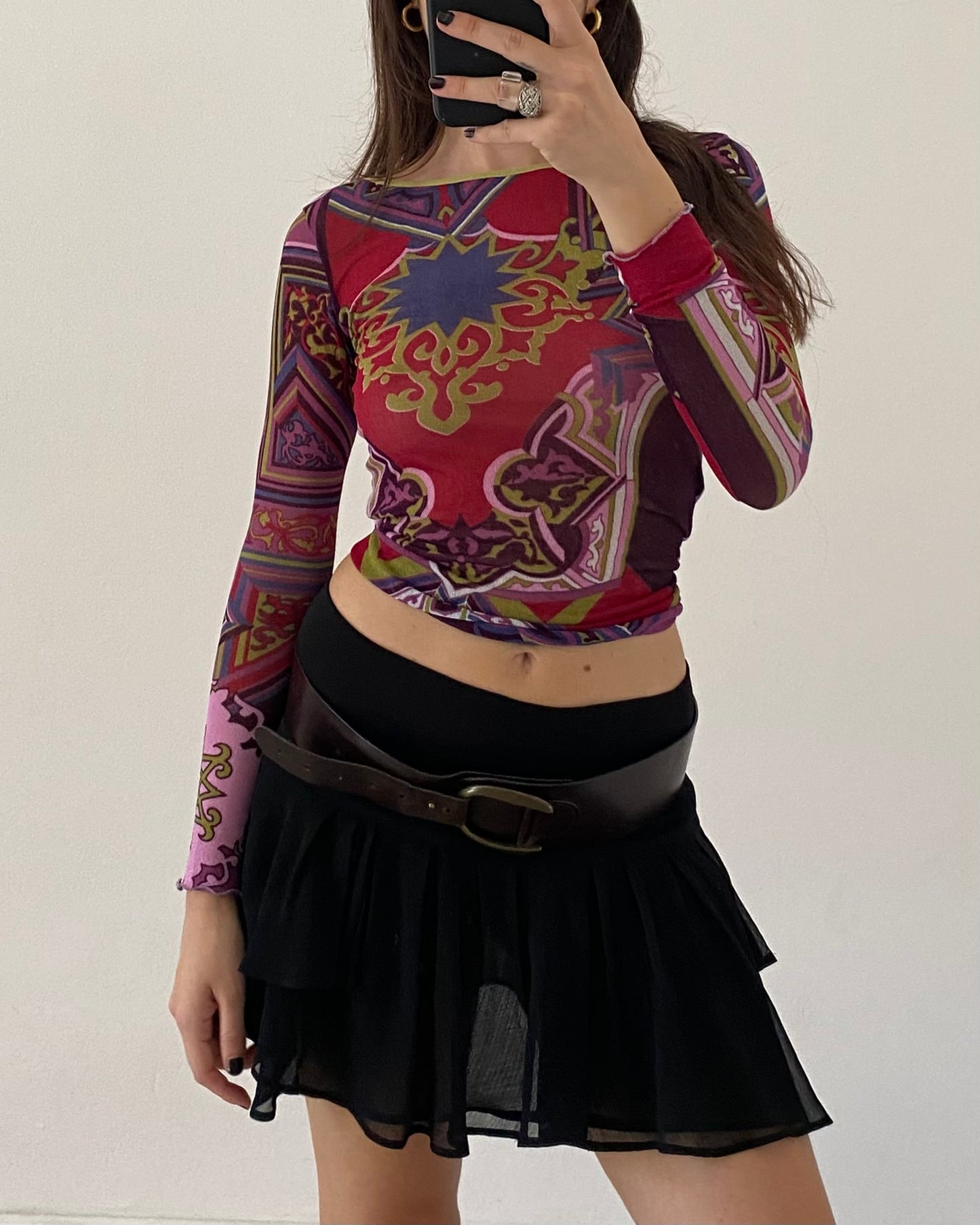 00s graphic print long sleeves top