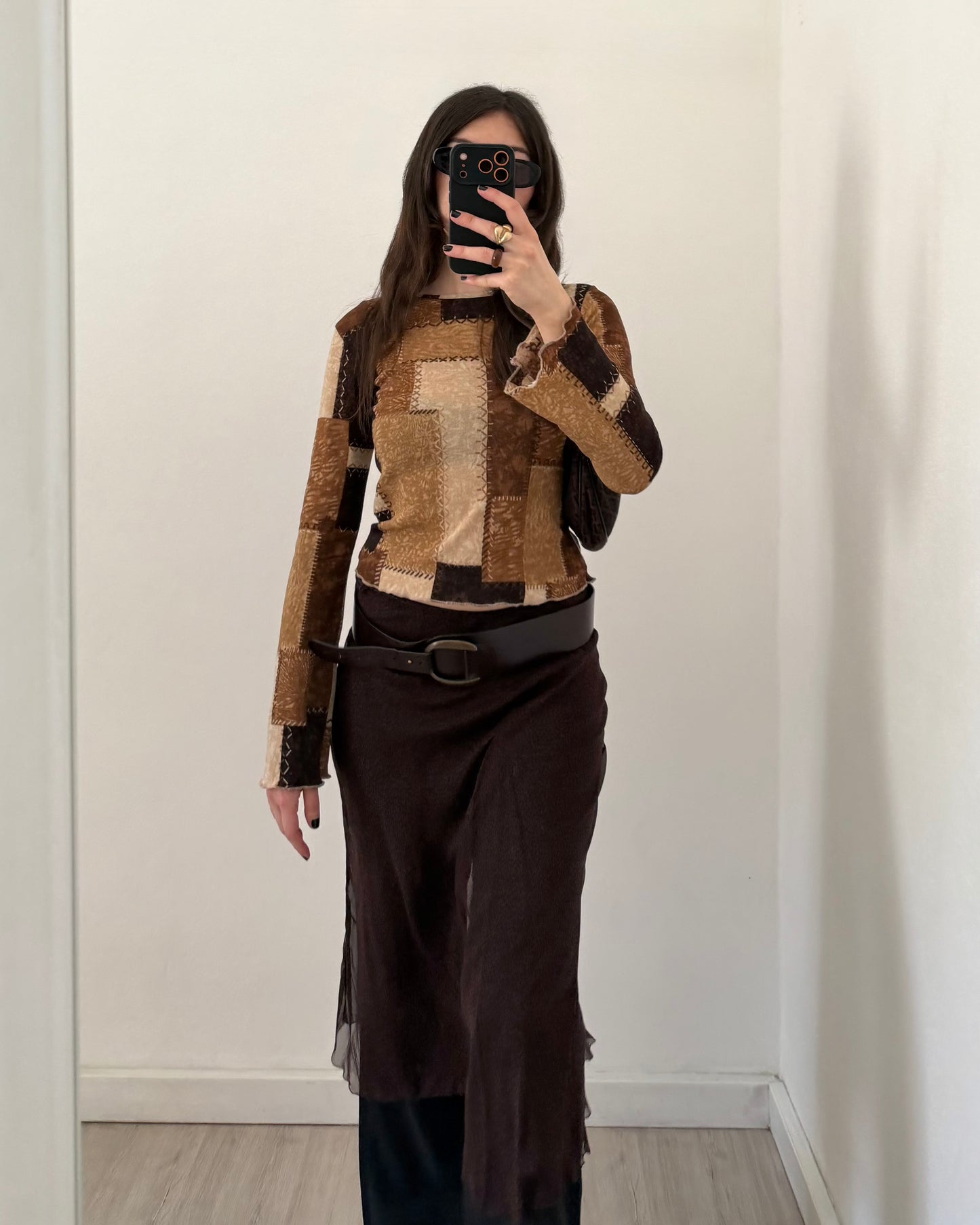 Patchwork micro mesh top