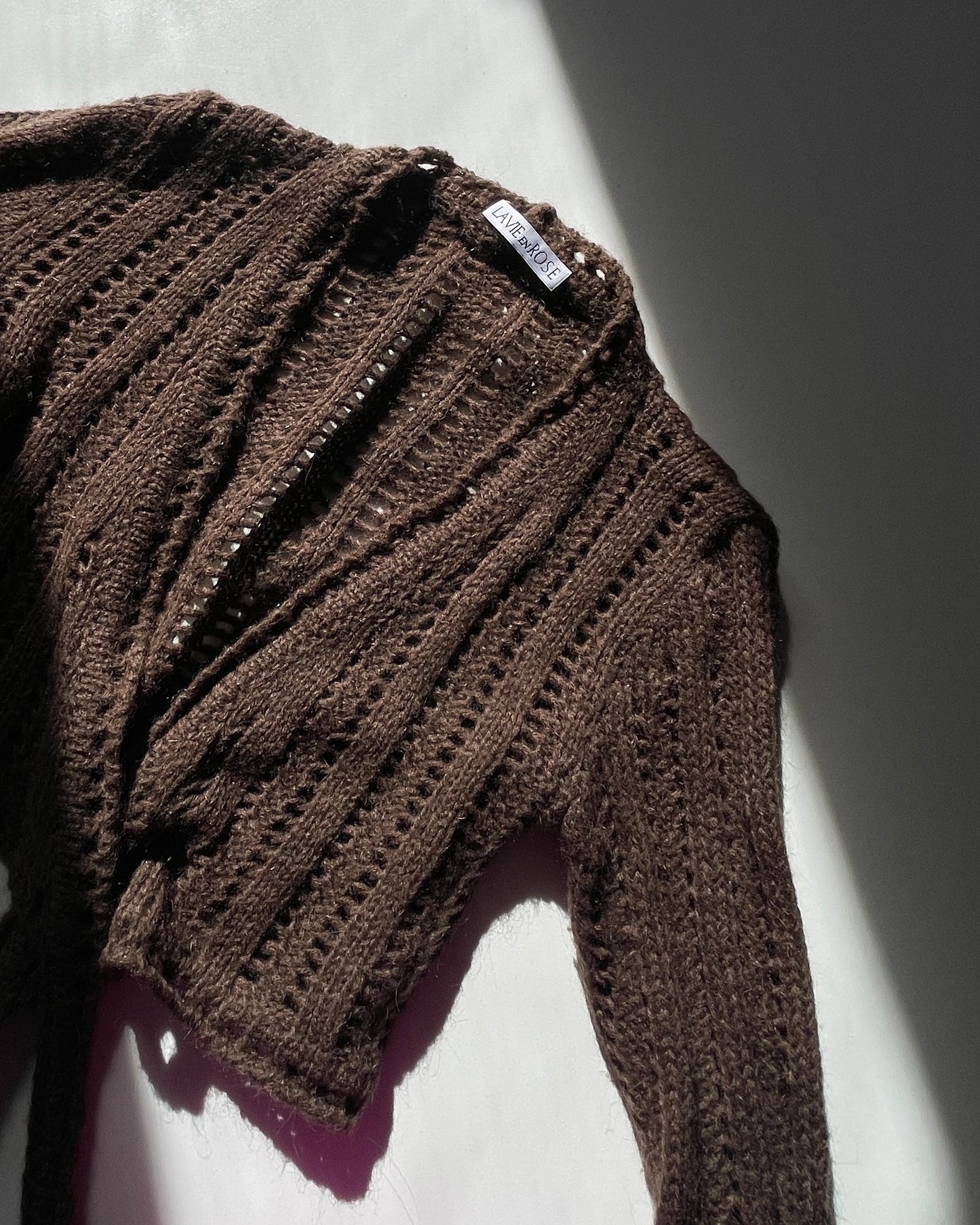 Openwork wool wrap top