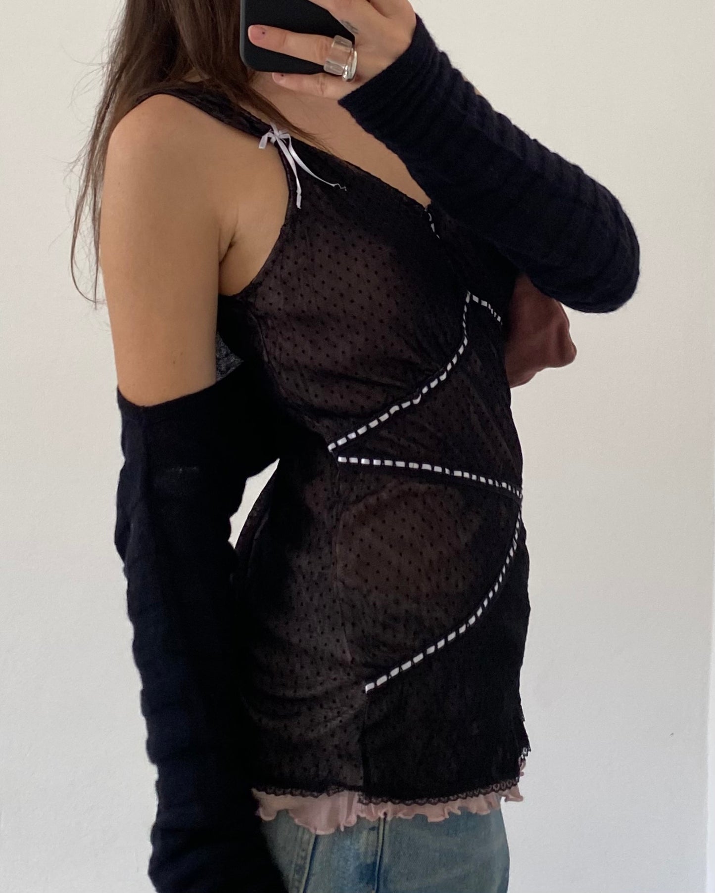 Coquette micro mesh top