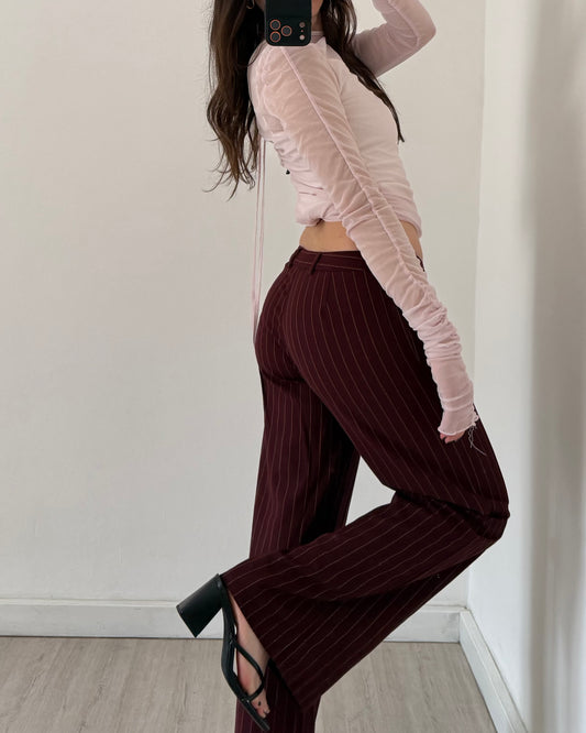 Pinstripe low rise trousers