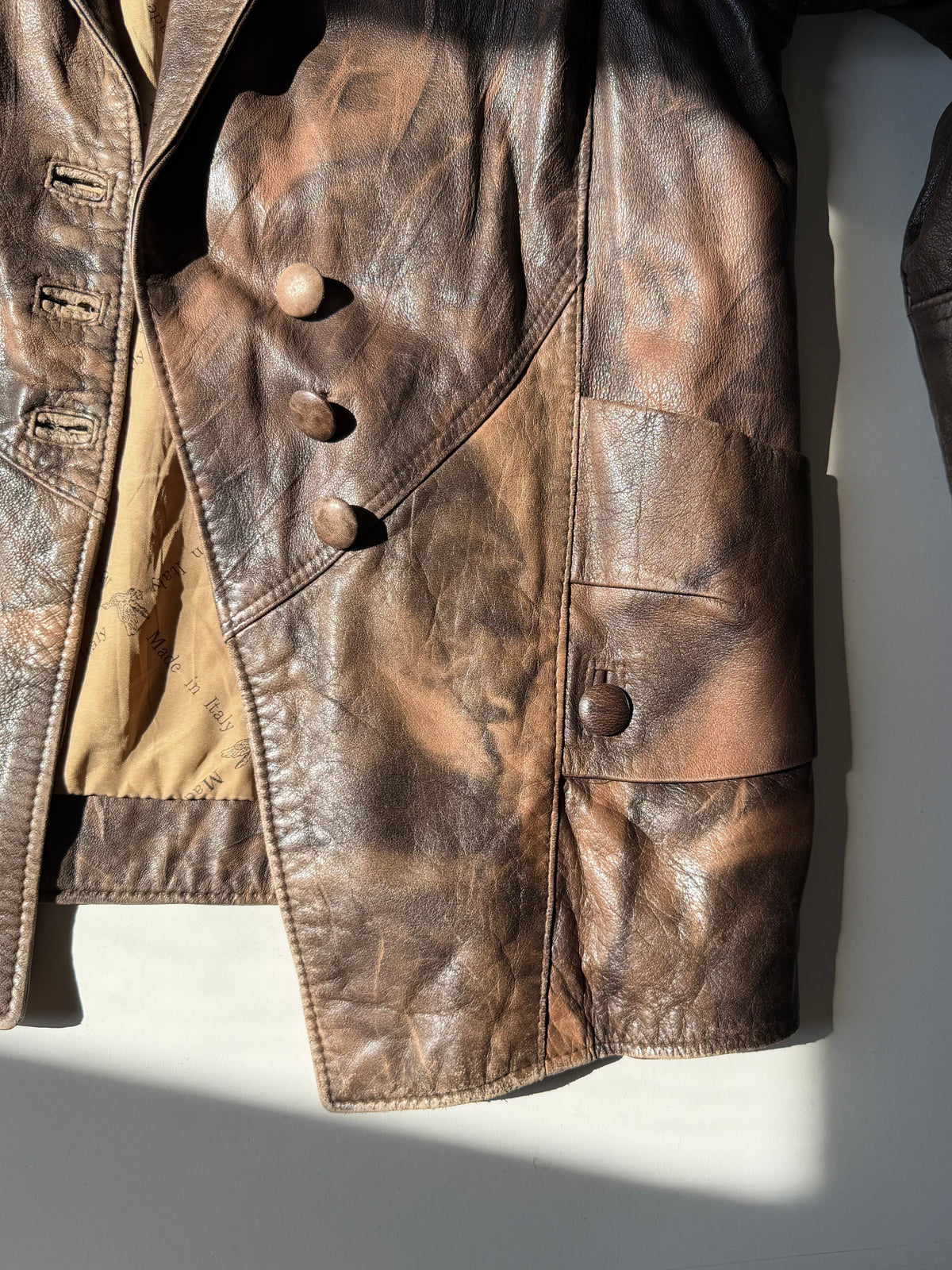Distressed leather jacket