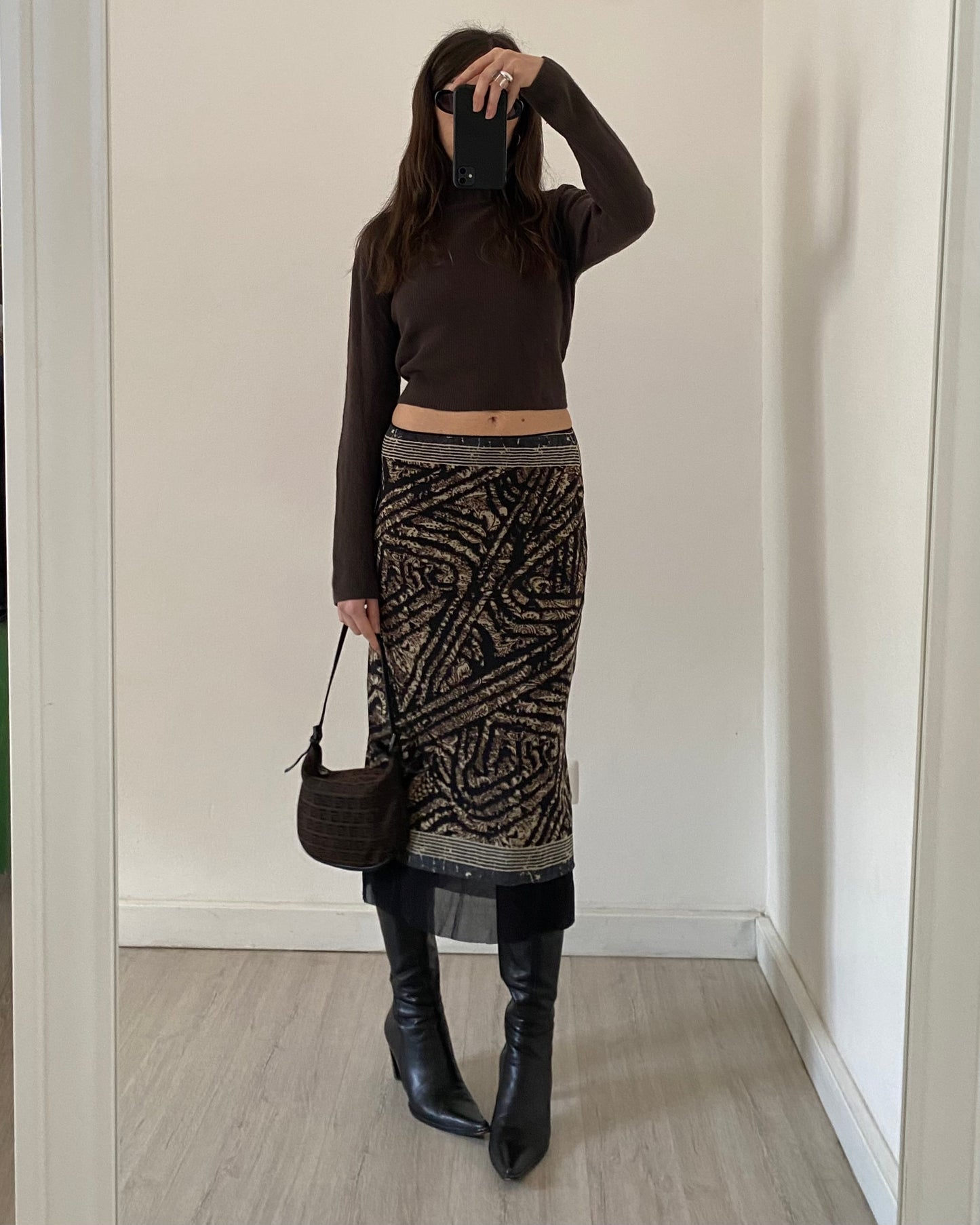 Micro mesh midi skirt