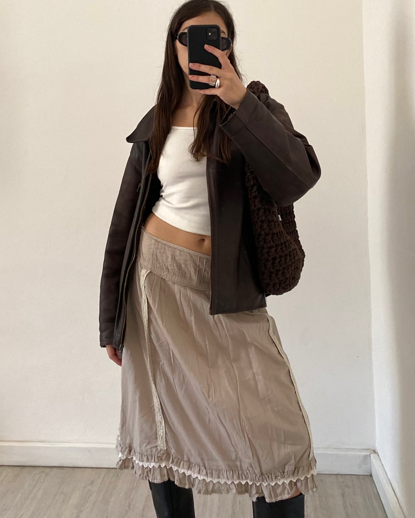 Cotton midi skirt