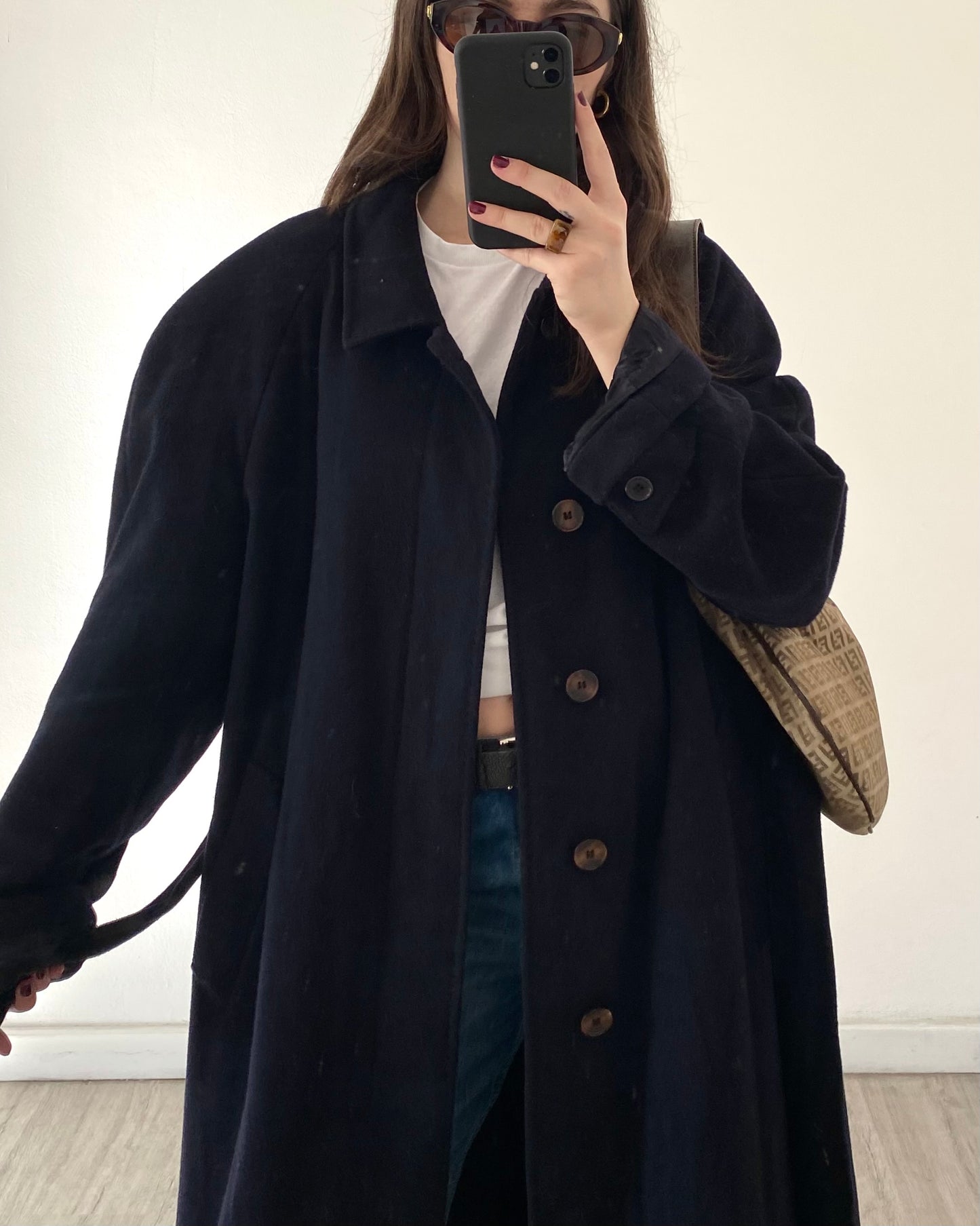 Navy wool belted coat