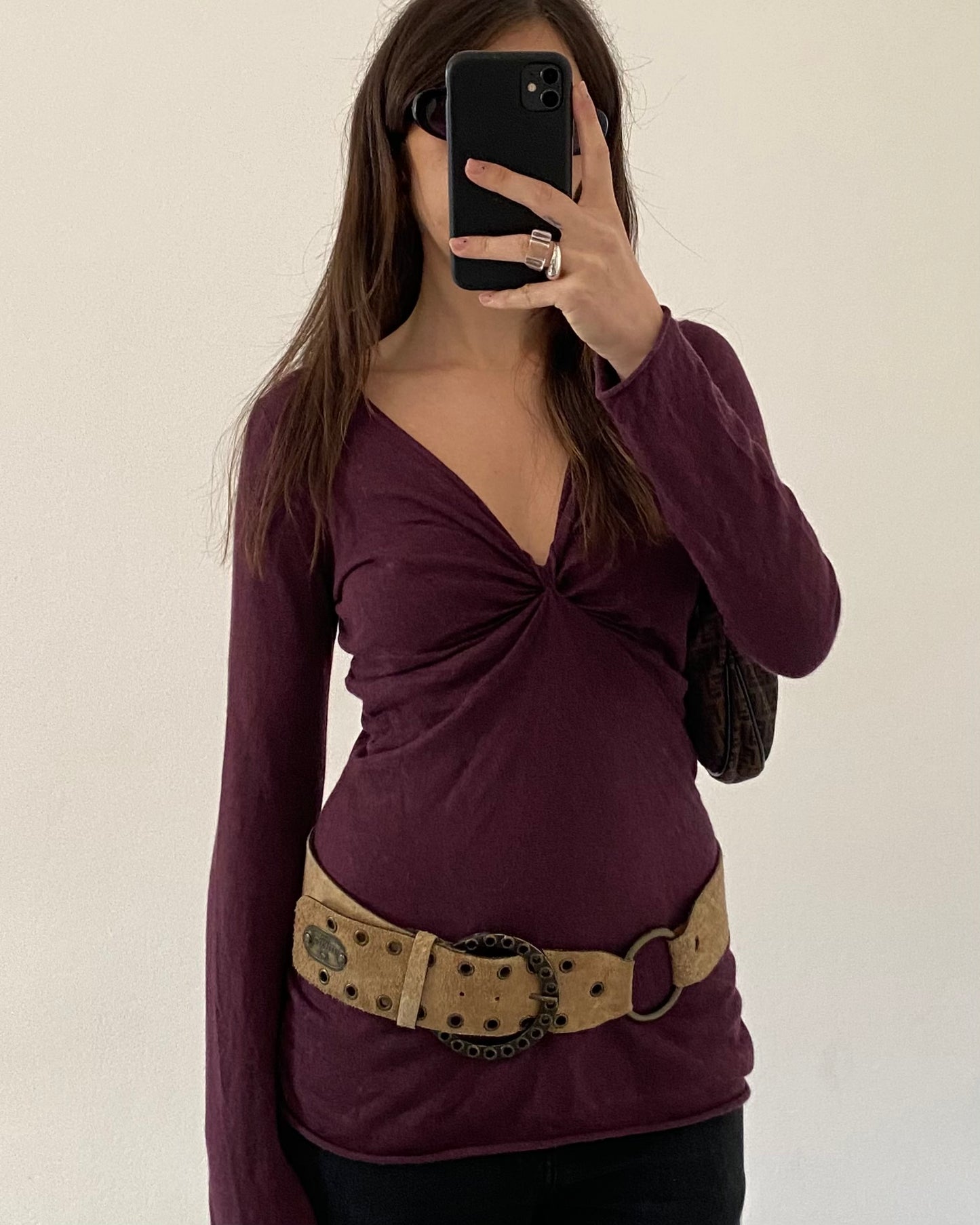 Cashmere&silk knit top