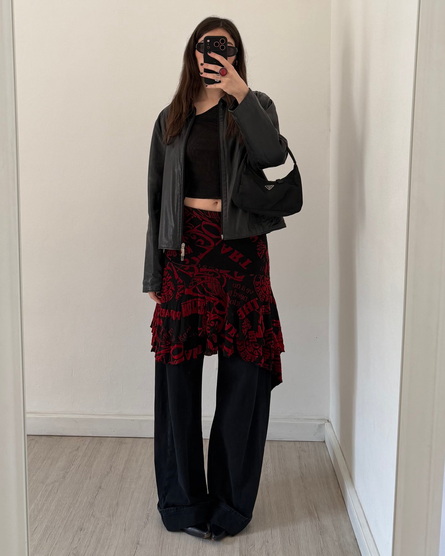 Graphic print midi skirt