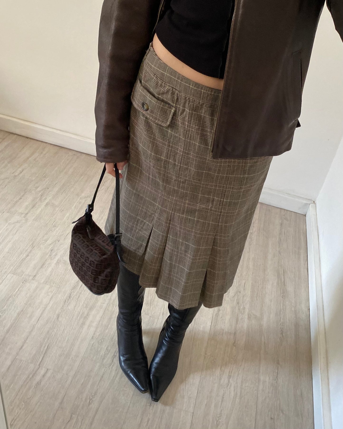 Max Mara check midi skirt