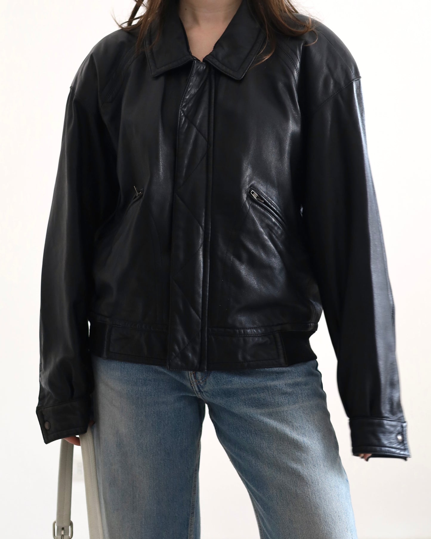 Longchamp leather bomber jacket