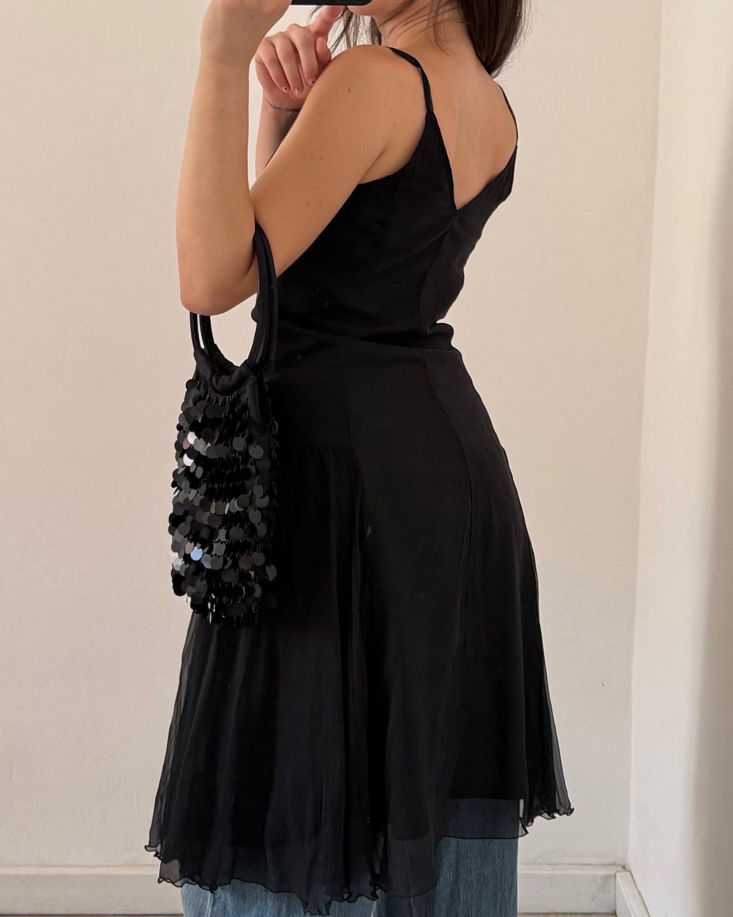 00s black midi dress