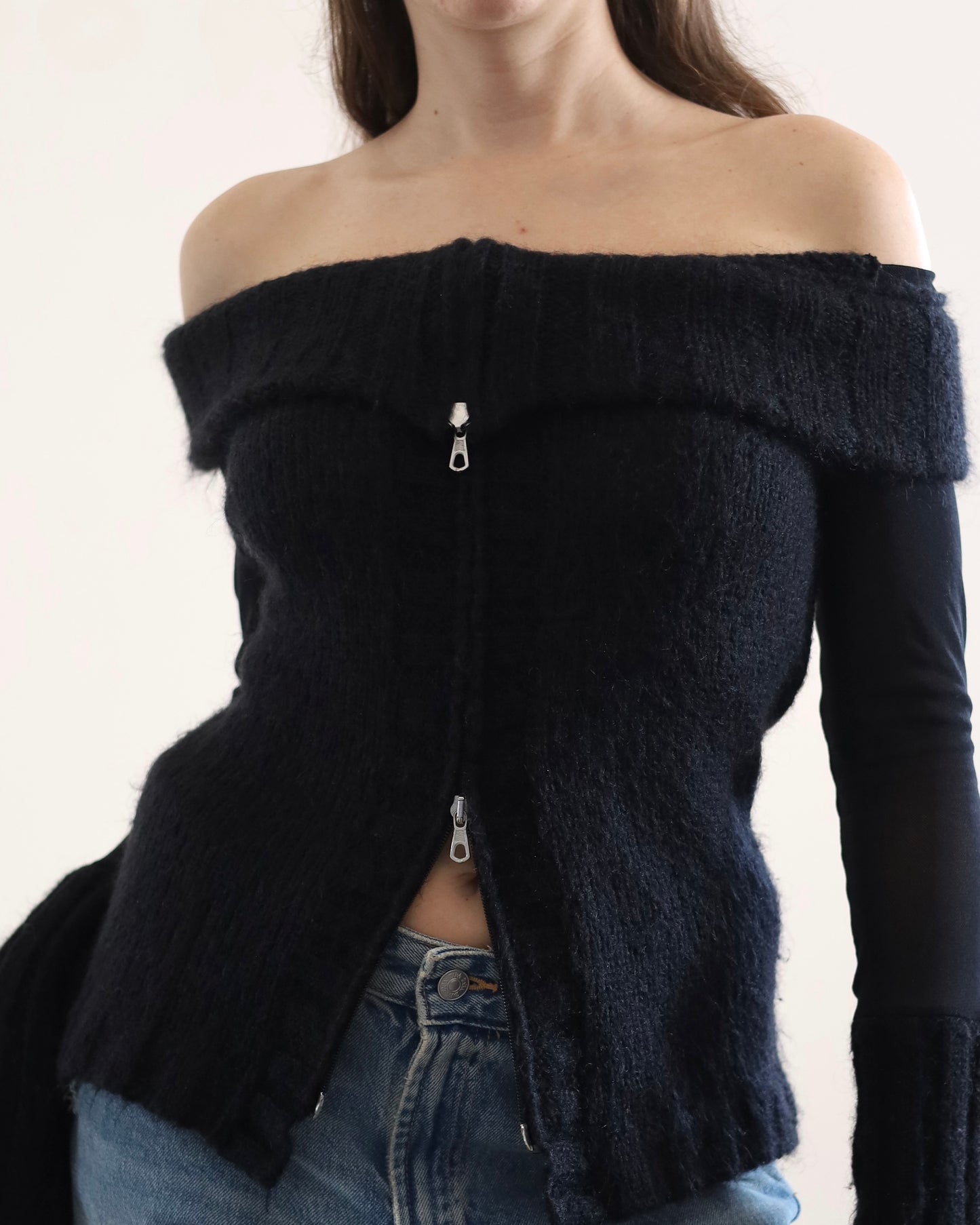 Double zip knit top