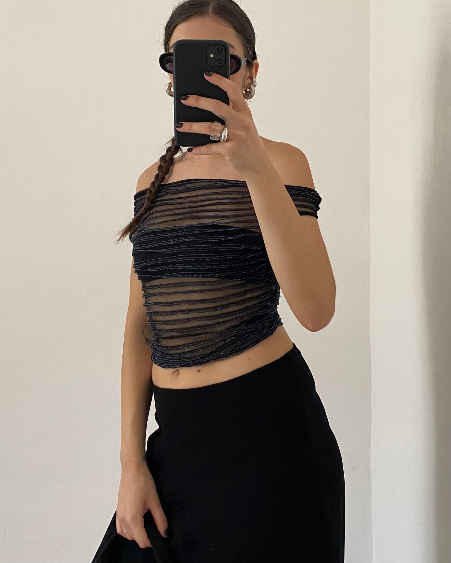 00s sheer top with lurex details