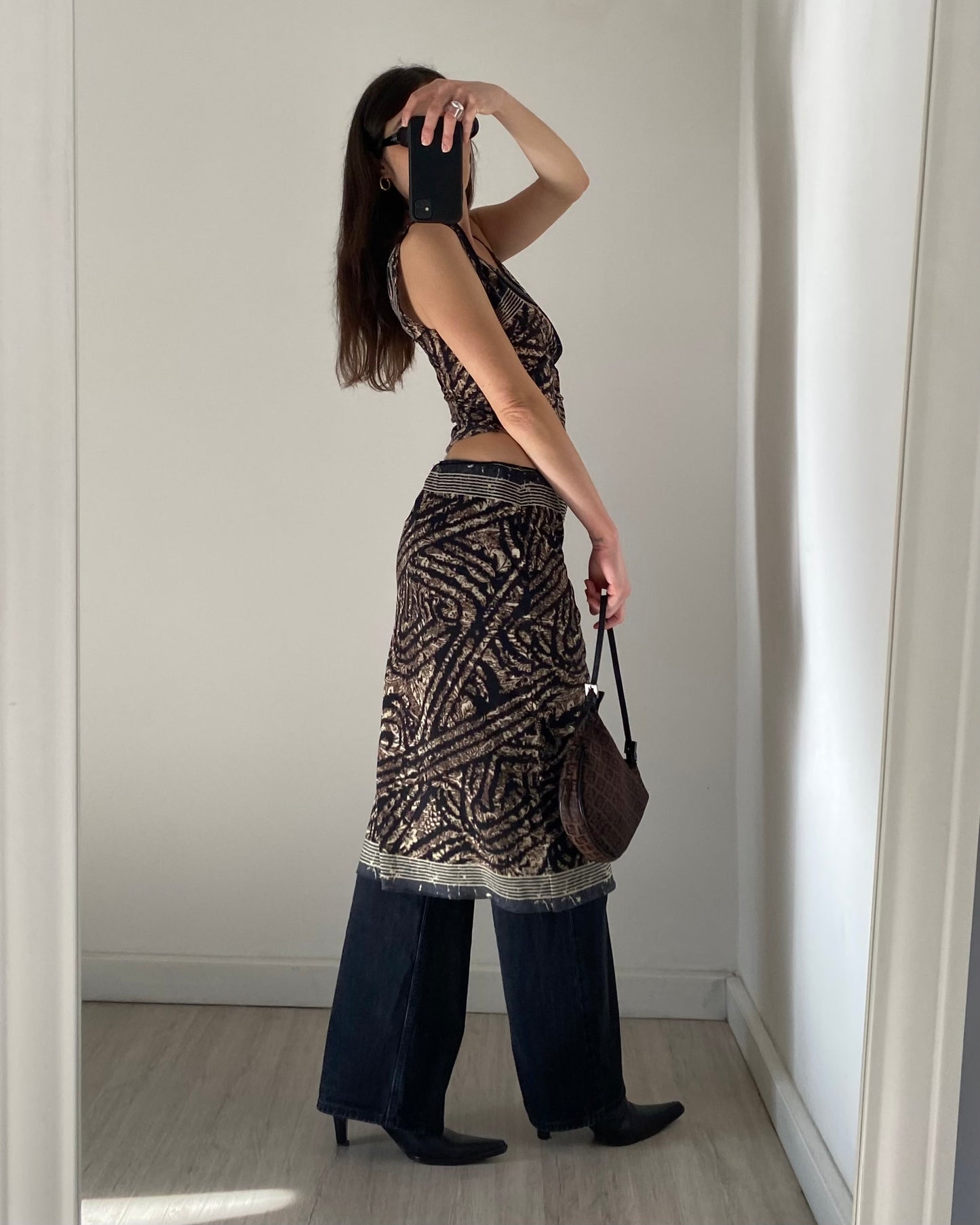 Micro mesh midi skirt