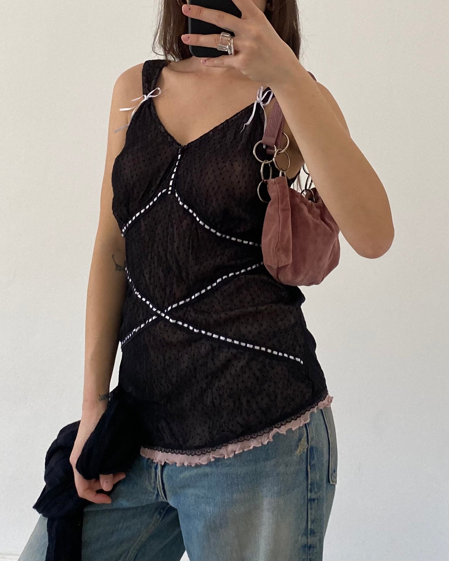 Coquette micro mesh top