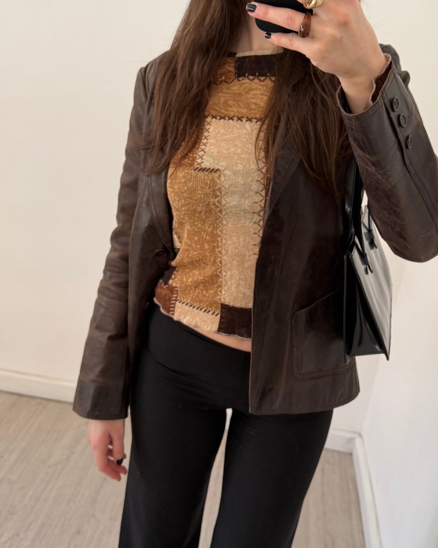 Patchwork micro mesh top