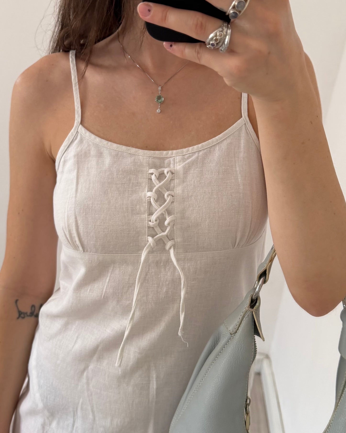 00s white linen dress