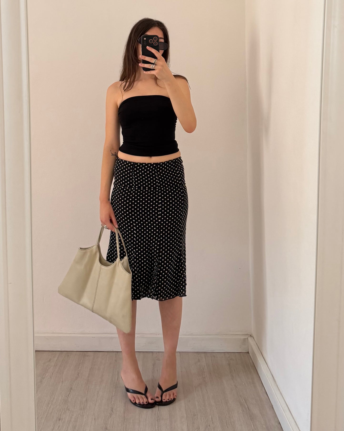 Polka dot midi skirt