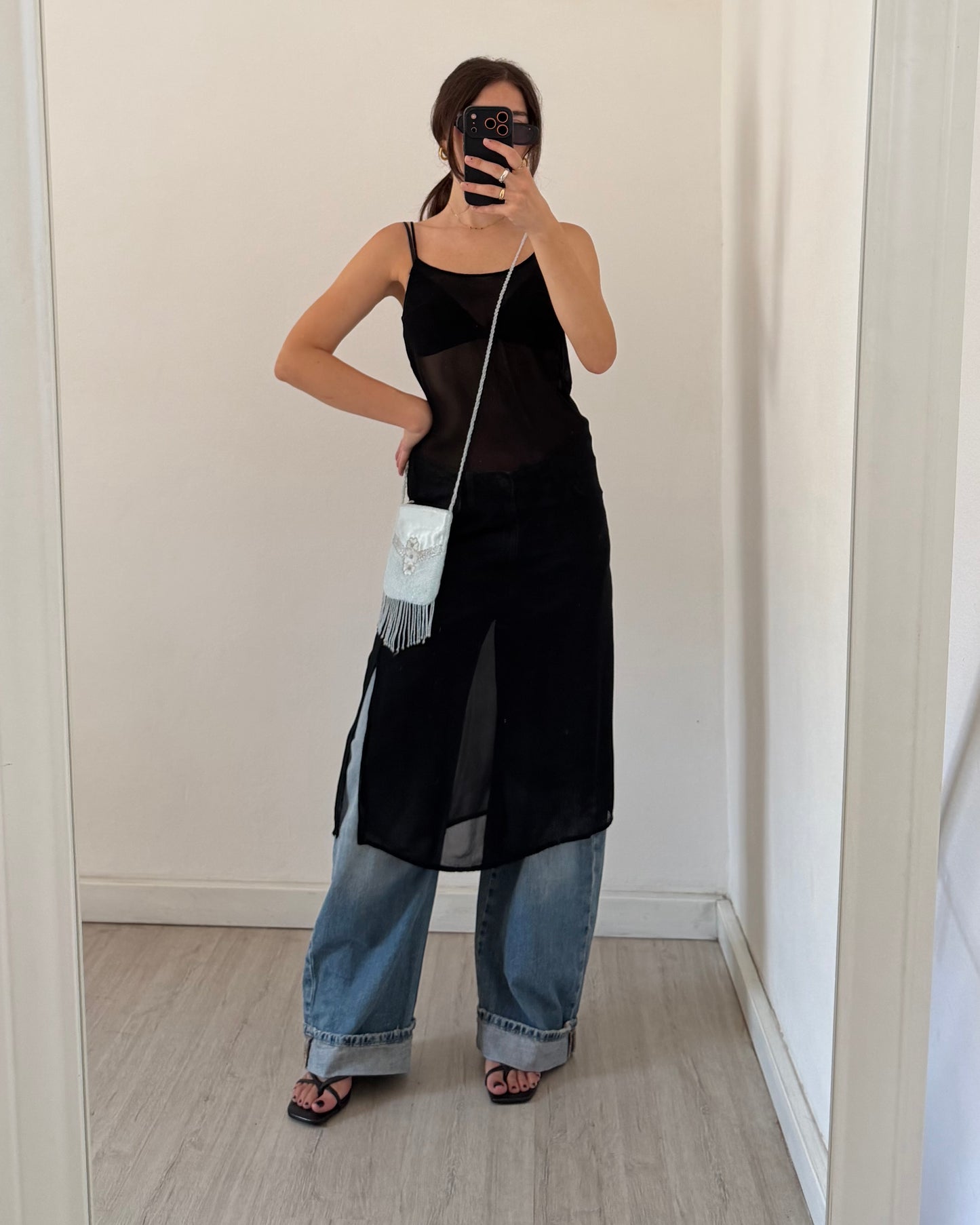 Sheer black midi dress