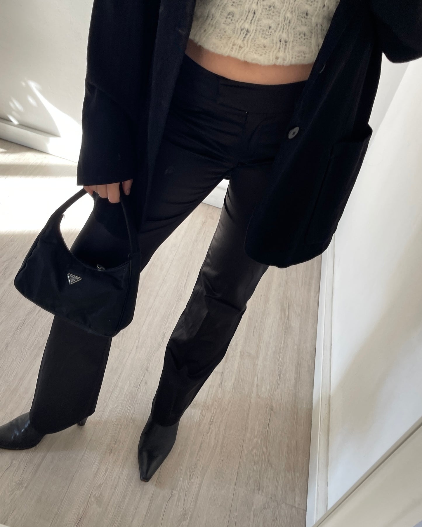 Satin bootcut trousers