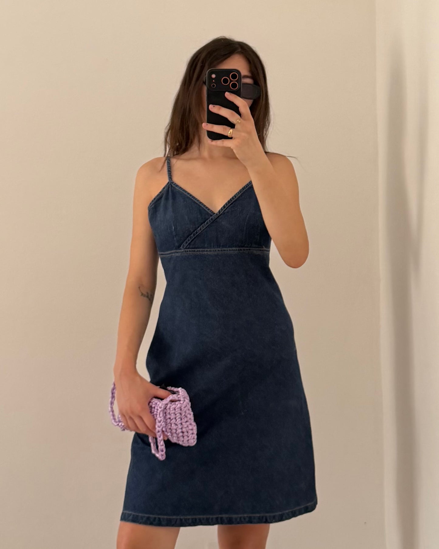 00s denim midi dress