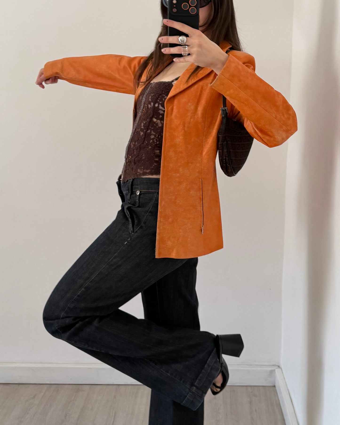 00s orange leather jacket