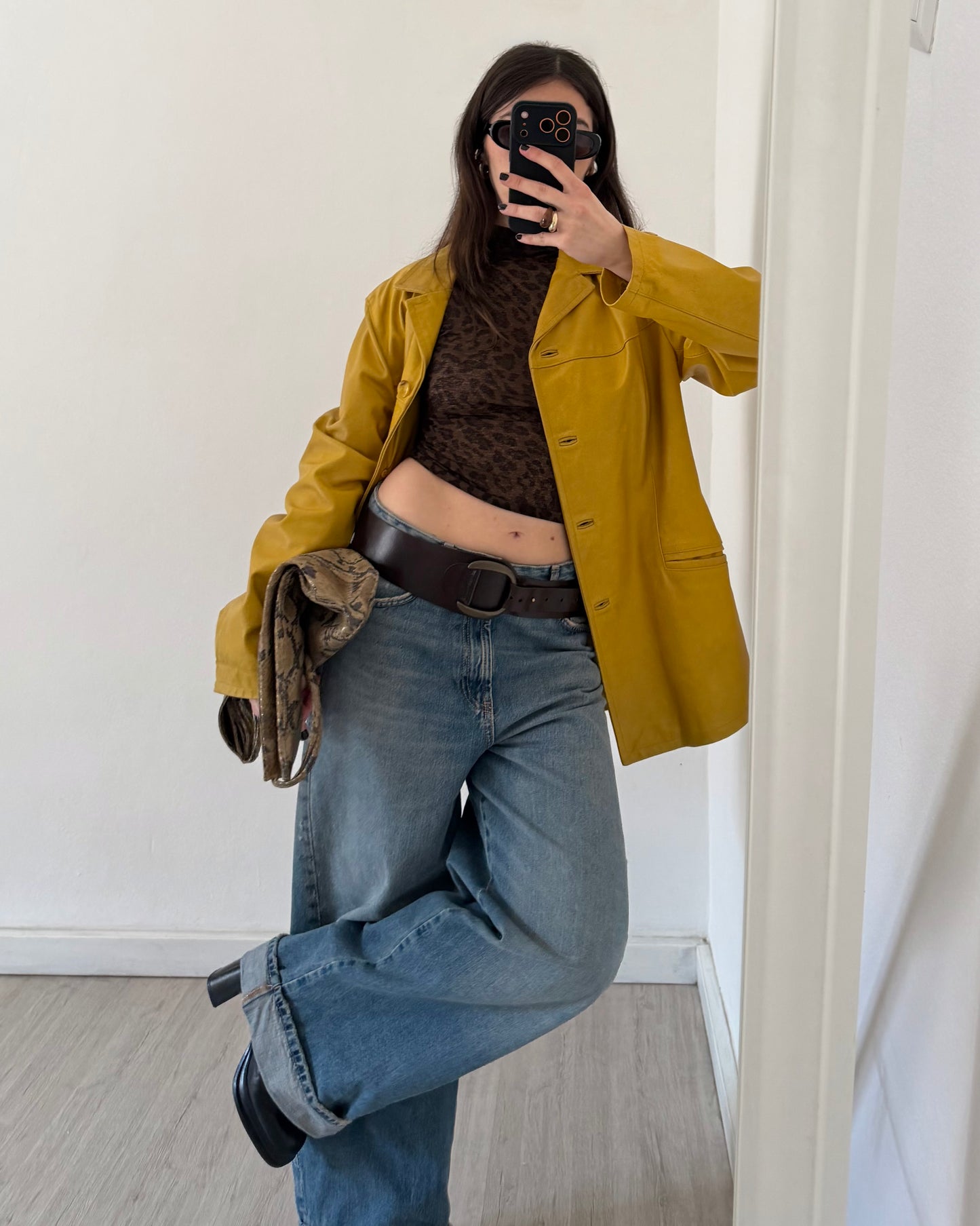 Mustard yellow leather jacket