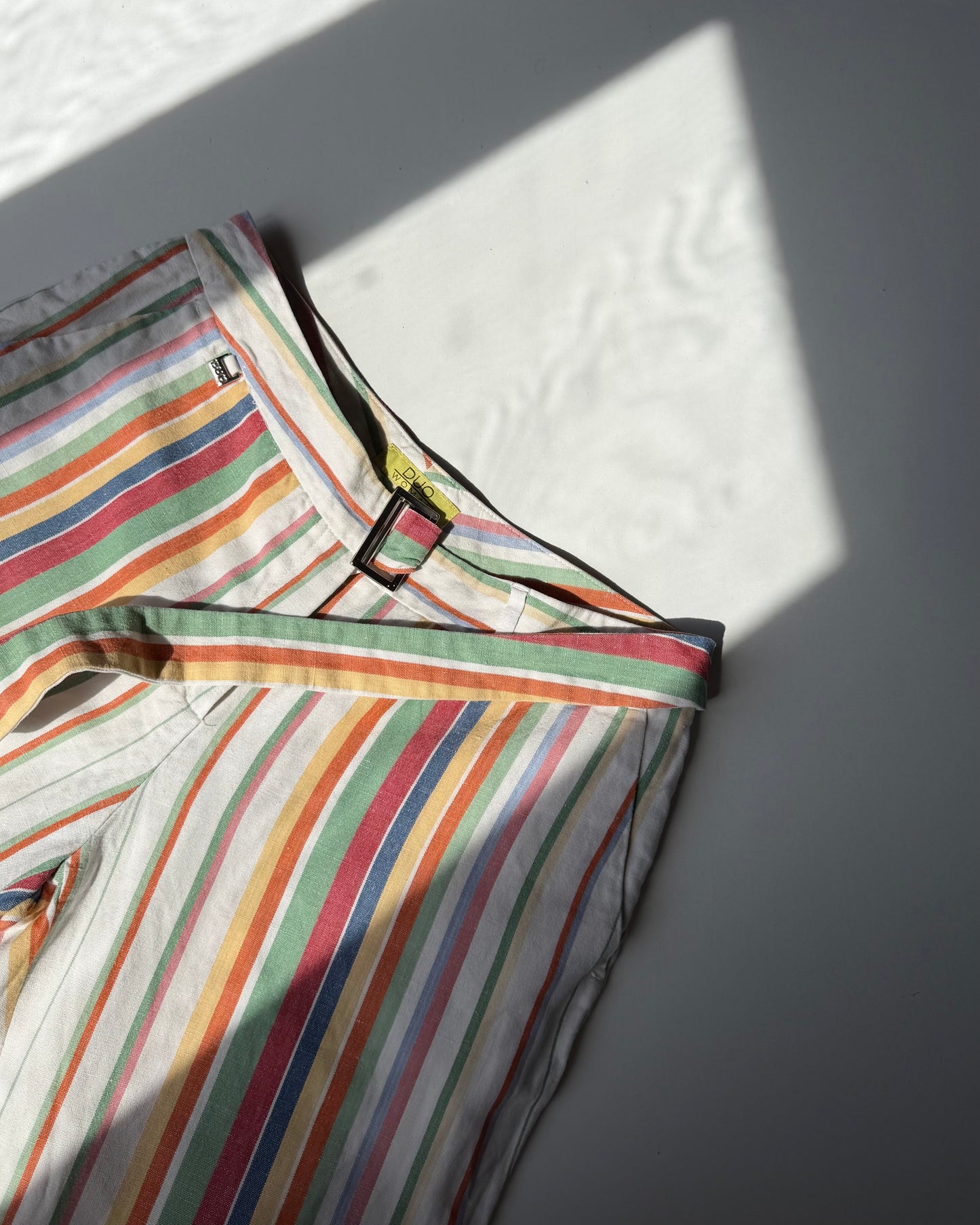 Linen mix striped trousers