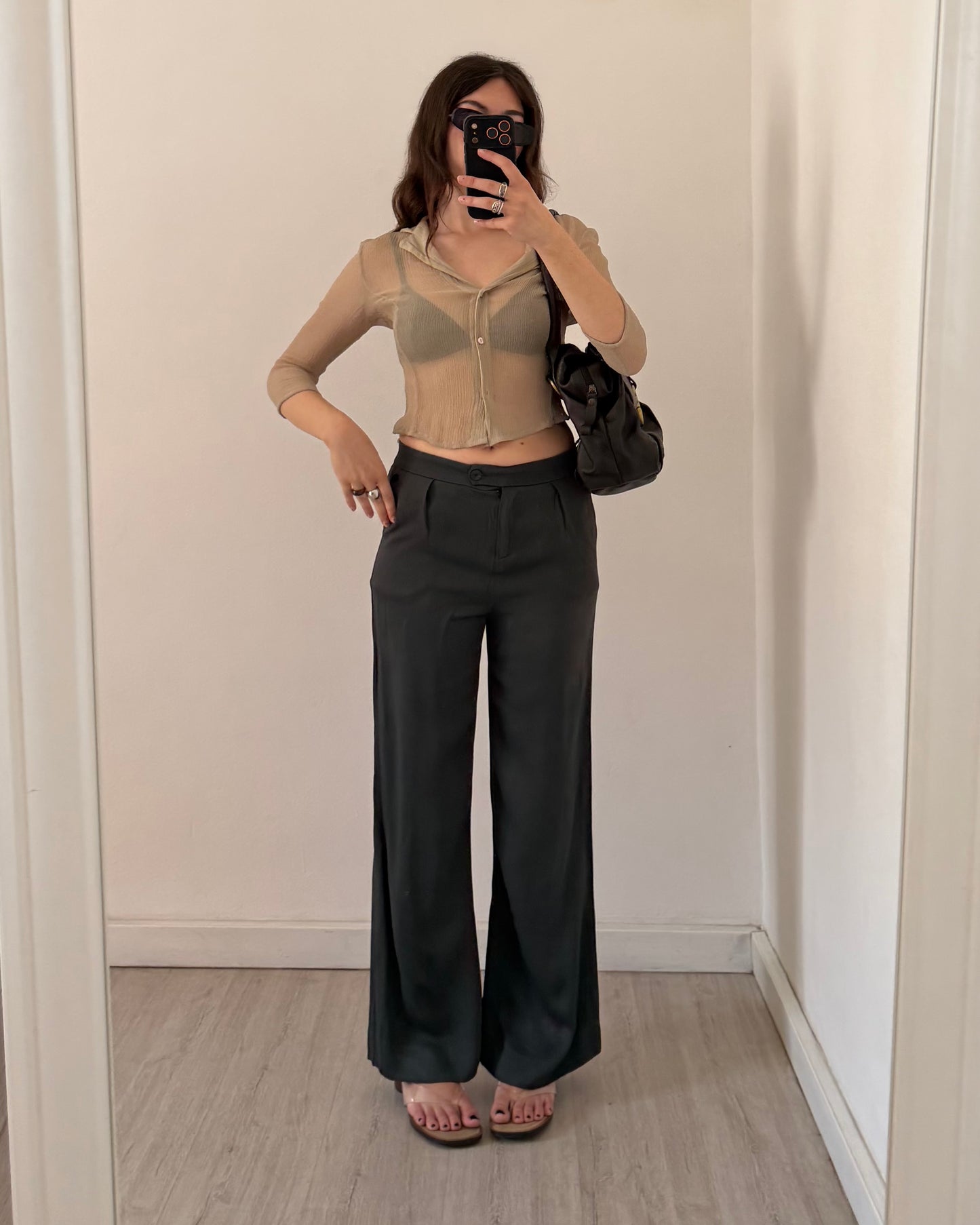 Viscose wide leg trousers