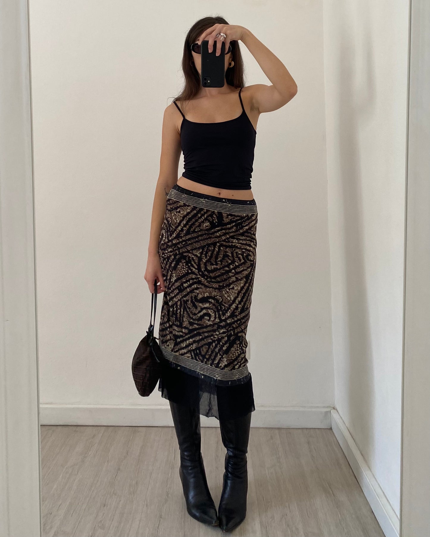 Micro mesh midi skirt