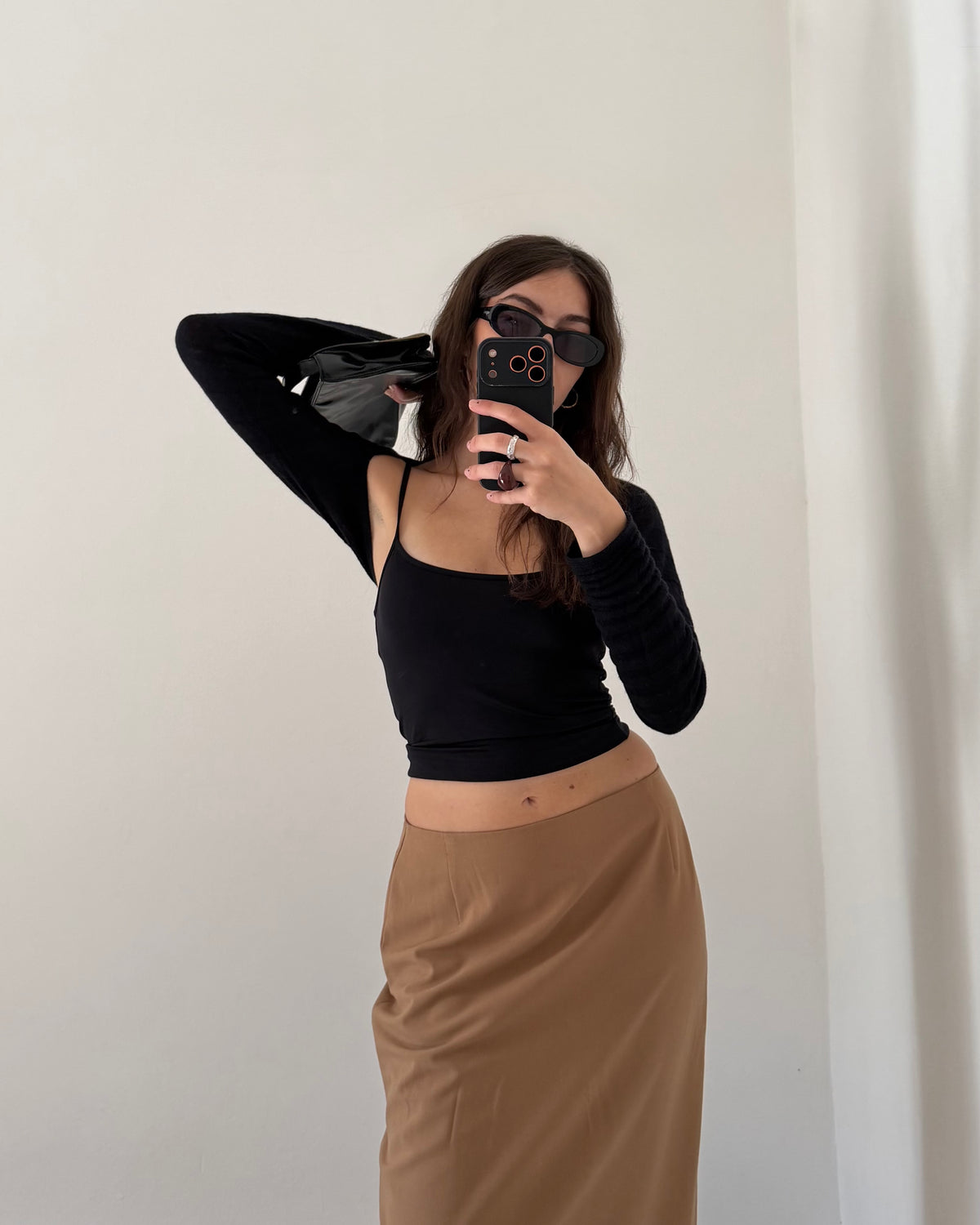 00s beige pencil skirt