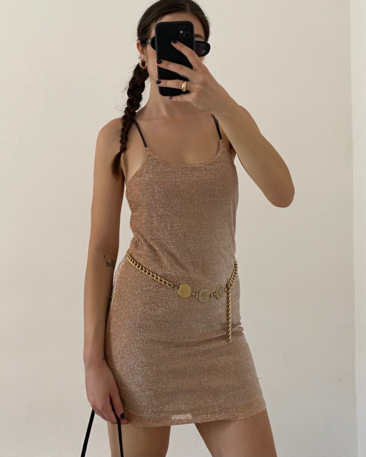 Rat&boa lamé mini dress
